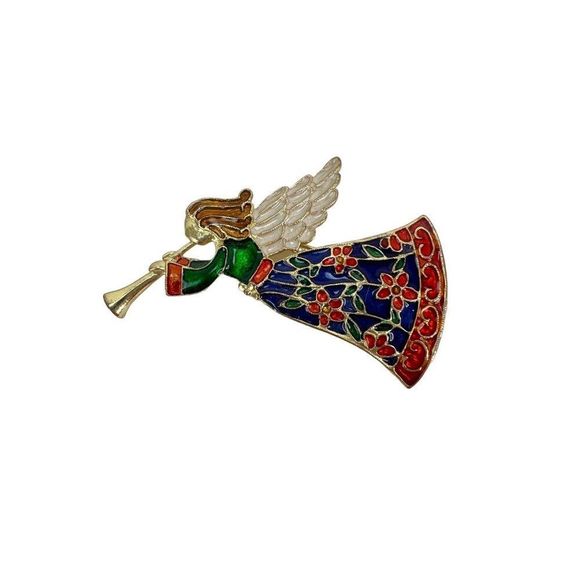 unknown Jewelry - Angel Cloisonne Brooch Alloy Enamel Colorful Pin Christmas